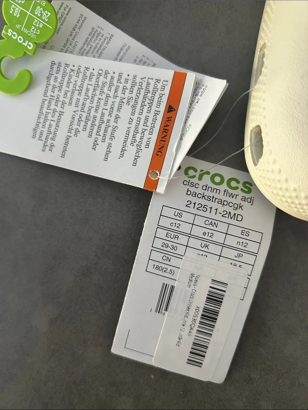NWT girls white Crocs with denim detail
